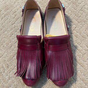 Tod's Burgundy Women's Loafers 38